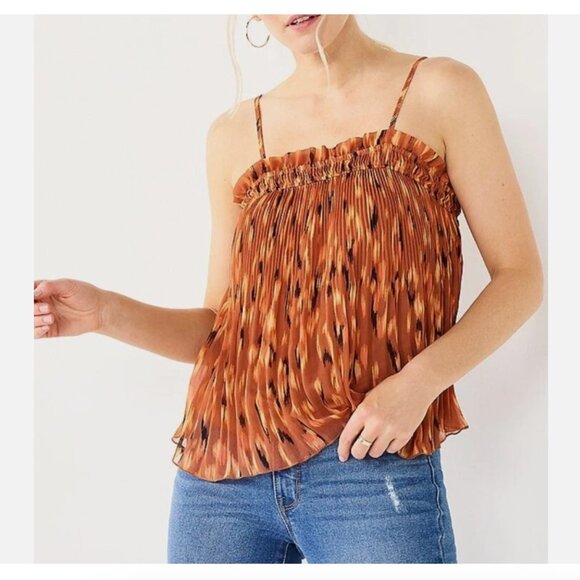 NWT Nine West patterned pleated tank top - Picture 1 of 4